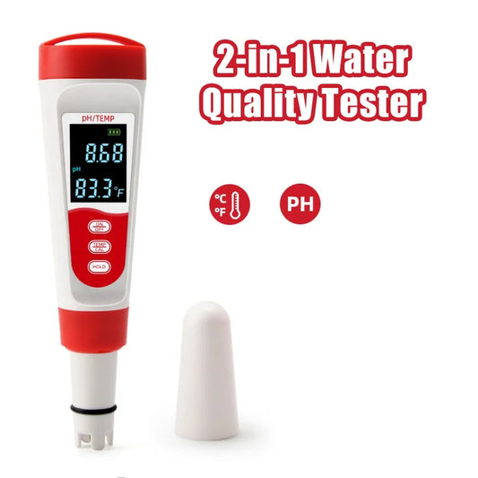 New PH Temperature Water Quality Tester For Pool, Aquarium, Hot Spring, Drinking LED Display Monitor Testing Pen Peaceful Pleasures Health and Wellness