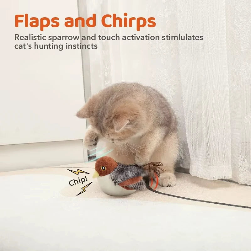 Interactive Flapping Wings Simulated Chirping Flying Bird Catnip Plush Cat Toy for Indoor Cats Peaceful Pleasures Health and Wellness