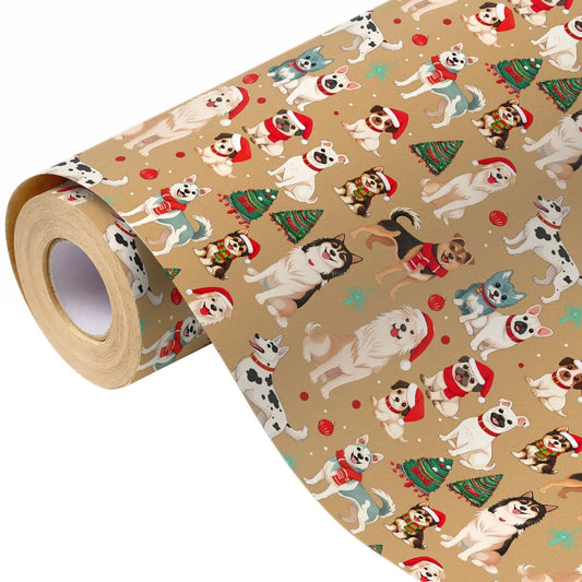 1roll 43x500cm Christmas Wrapping Roll Cute Dog Pattern Featuring Peaceful Pleasures Health and Wellness 1Roll