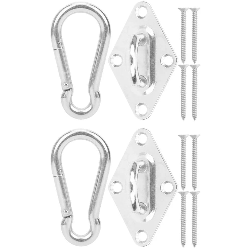 2 Set M8 Stainless Steel Hammock Hook Rhombic Base Plate Stainless Steel Suspension Ceiling Hook Silver Heavy Duty Wall Mount Peaceful Pleasures Health and Wellness Silver