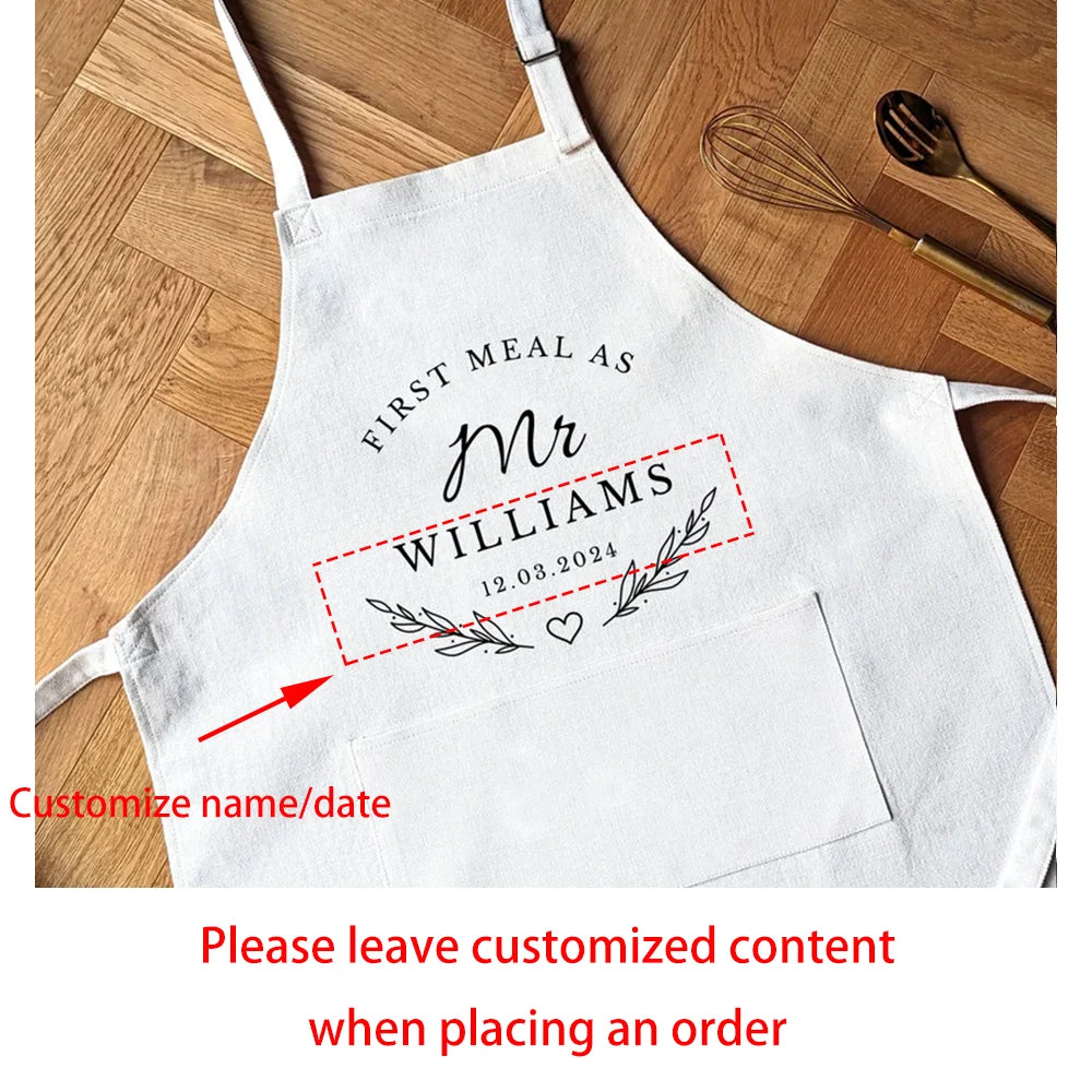 Personalized Mr & Mrs Couple Apron | Newlywed Wedding Gift Set Personalized Couple Apron Peaceful Pleasures Health and Wellness mr apron 75x65cm