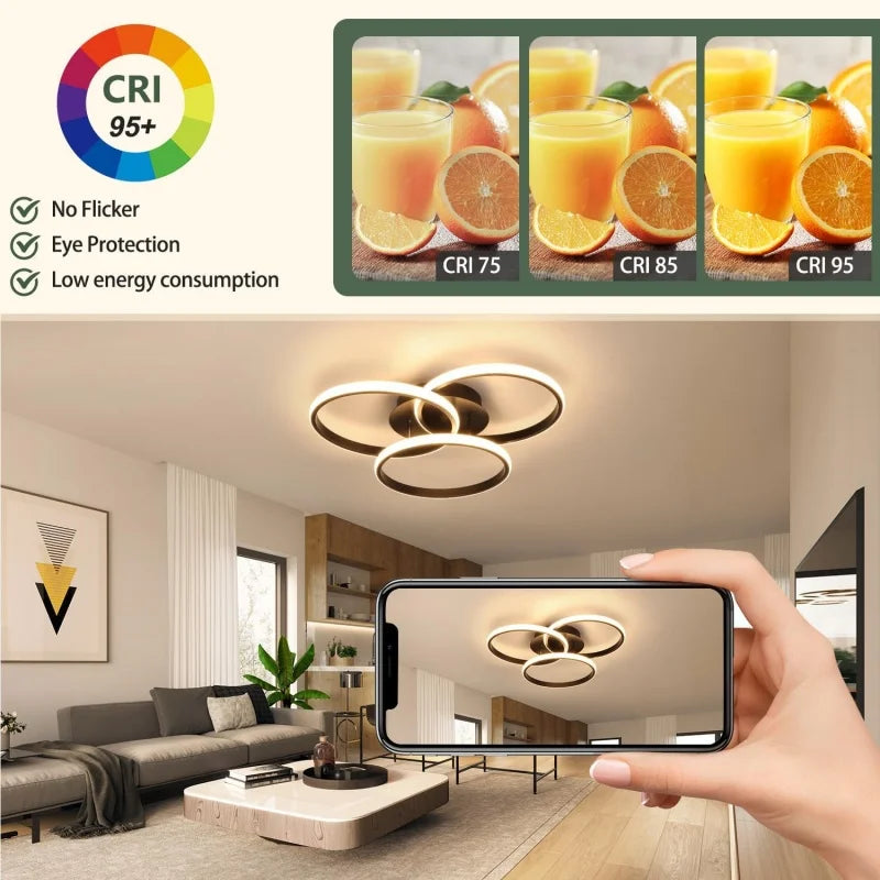 RUNTOIN Modern LED Ceiling Light – 3-Color Chandelier Lamp LED Ceiling Light Peaceful Pleasures Health and Wellness
