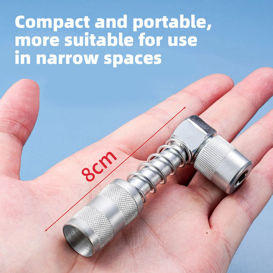 90 Degree Grease Gun Coupler Adapter Right Angle Fitting High Pressure Nozzle Tip Manual Small Portable Extendable Lubrication Peaceful Pleasures Health and Wellness