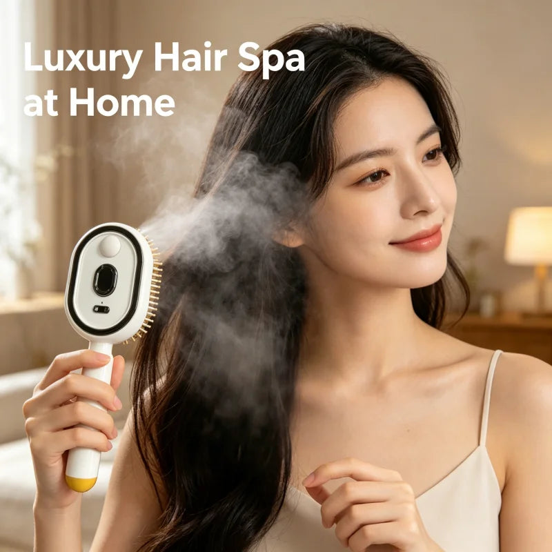 Portable Electric Spray Massage Comb Red Light Scalp Applicator USB Charging Hair Growth Essential Oil Apply Massage Hair Brush Peaceful Pleasures Health and Wellness