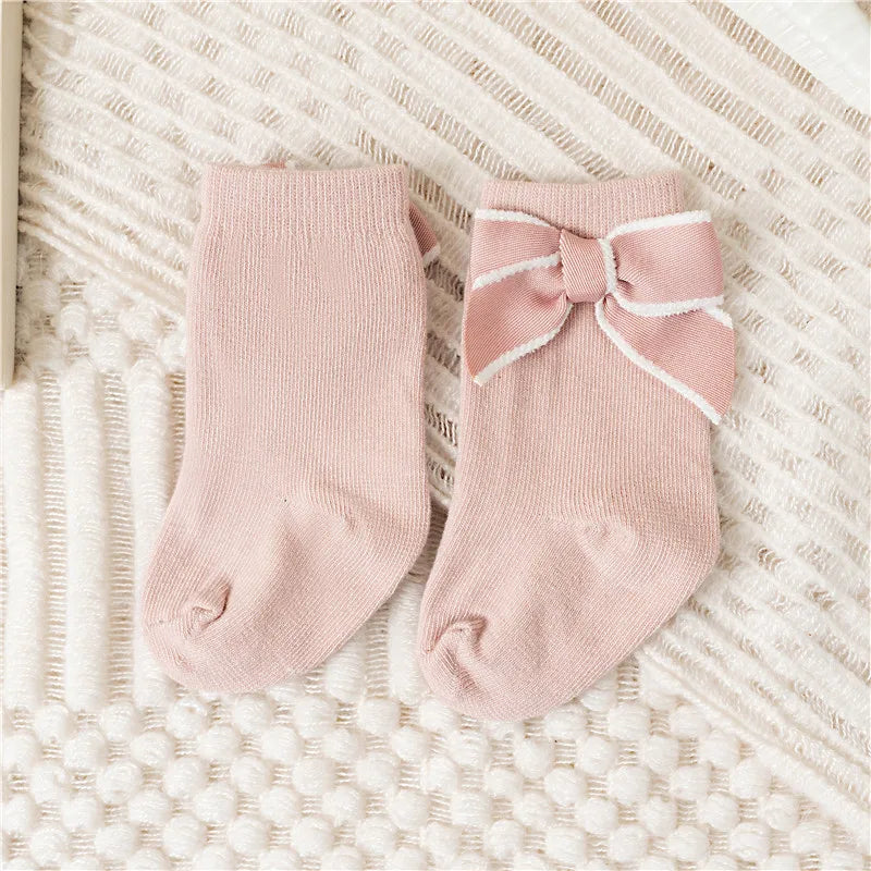 Baby Girls Cotton Bow Socks | Princess Style | Ages 0–5