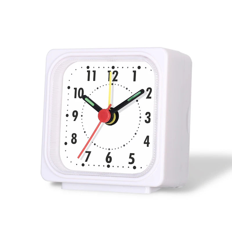 1PC Square Small Alarm Clock Acrylic Frame Quartz Movement Accurate Time Bedside Desk Clock for Bedroom Wake Up Student Clock Peaceful Pleasures Health and Wellness White