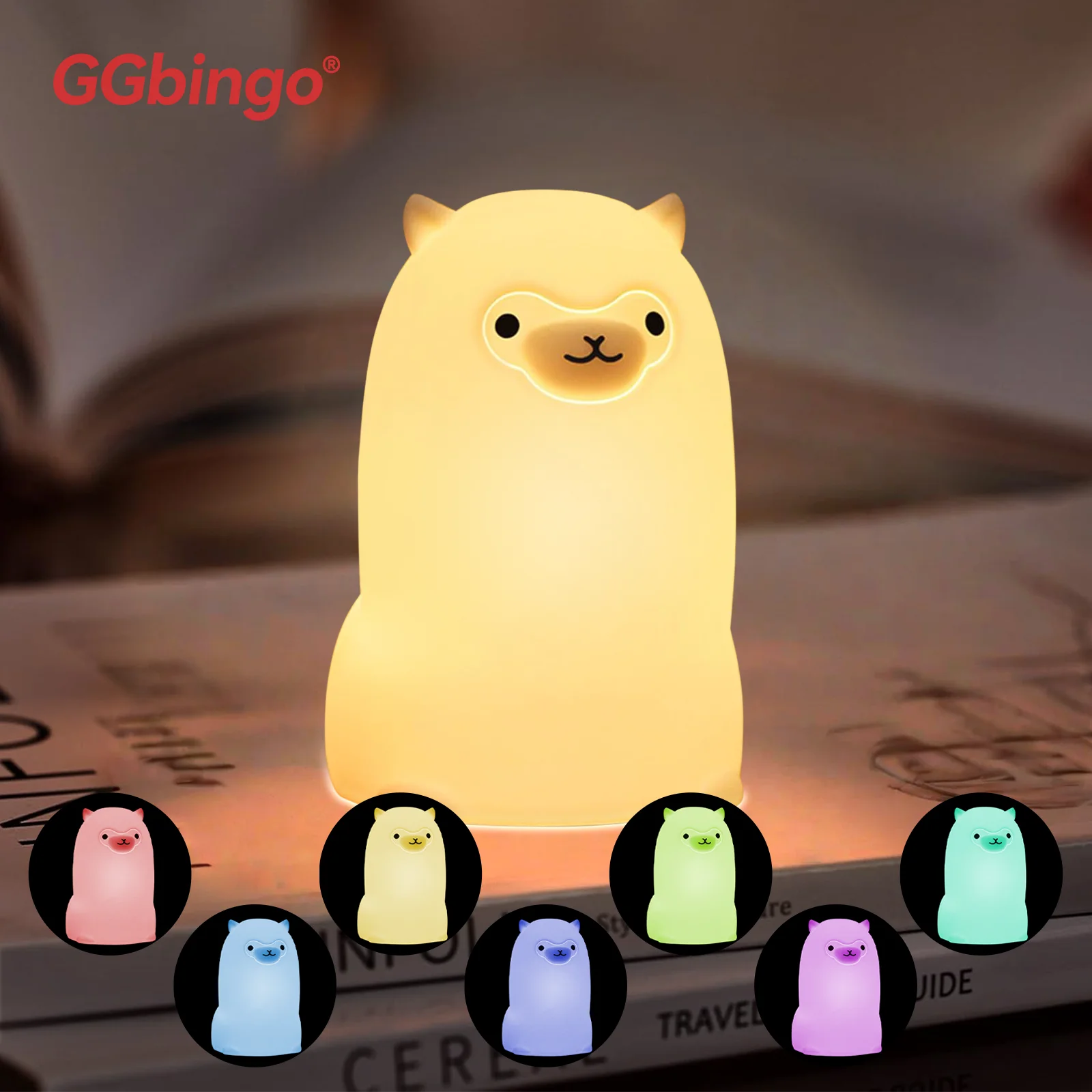 GGbingo LED Night light Touch Sensor RGB LED Alpaca USB Rechargeable Silicone Lamp for Children Baby Toy Festival Decor Peaceful Pleasures Health and Wellness Alpaca-RGB