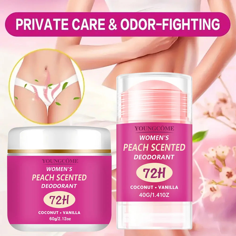 Women's Peach Scented Deodorant 72H Lasting Armpit Deodorizer Effective Body Odor Removal Sweat Eliminator Underarm Odor Peaceful Pleasures Health and Wellness