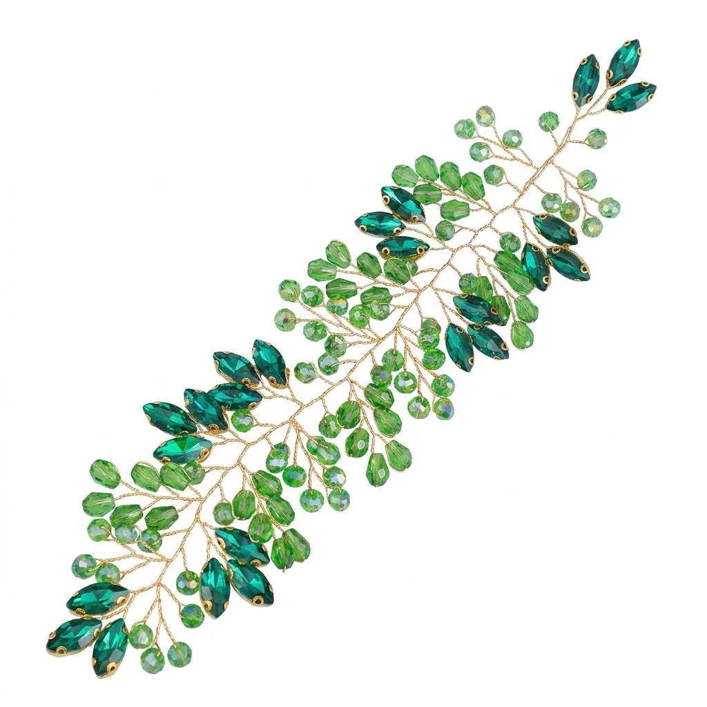 Crystal Bridal Hairpiece Elegant Wedding Headpiece For Women With Alloy Rhinestone Design Peaceful Pleasures Health and Wellness green