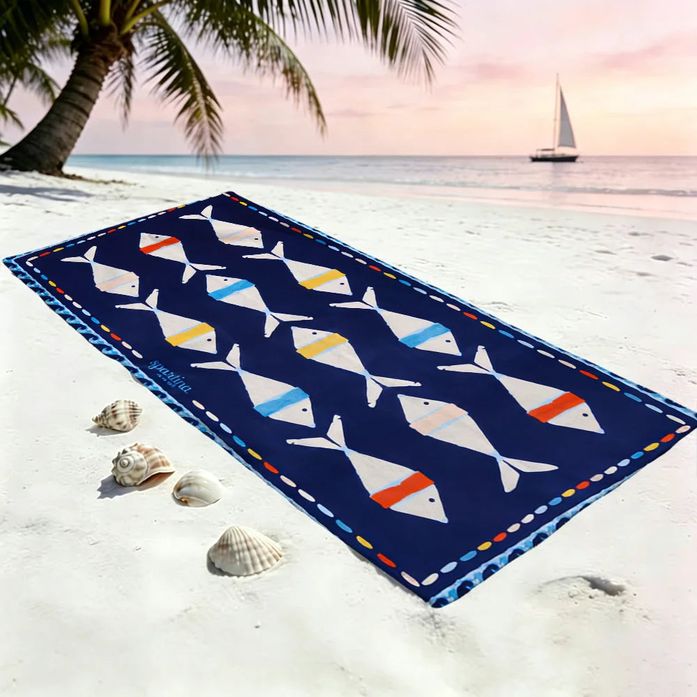 Cute Cartoon Seafood Beach Towel – Quick Dry Soft Pool Towel Quick Dry Beach Towel Peaceful Pleasures Health and Wellness