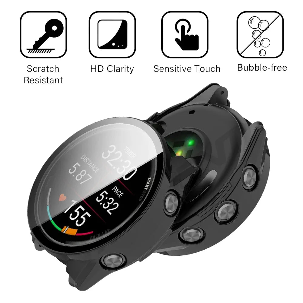 Garmin Forerunner 970 570 Tempered Glass Screen Protector & Case Peaceful Pleasures Health and Wellness