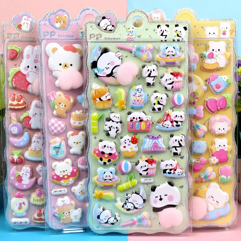 3D Cute Animal Butt Puffy Stickers | Scrapbook & Decal Sheet