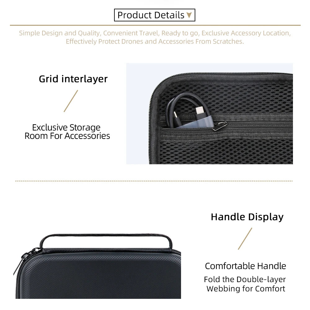 For Insta360 GO Ultra Camera Storage Bag Anti-Pressure And Anti-Shock Storage Bag Black/Gray PU + EVA Organizer Bag Peaceful Pleasures Health and Wellness