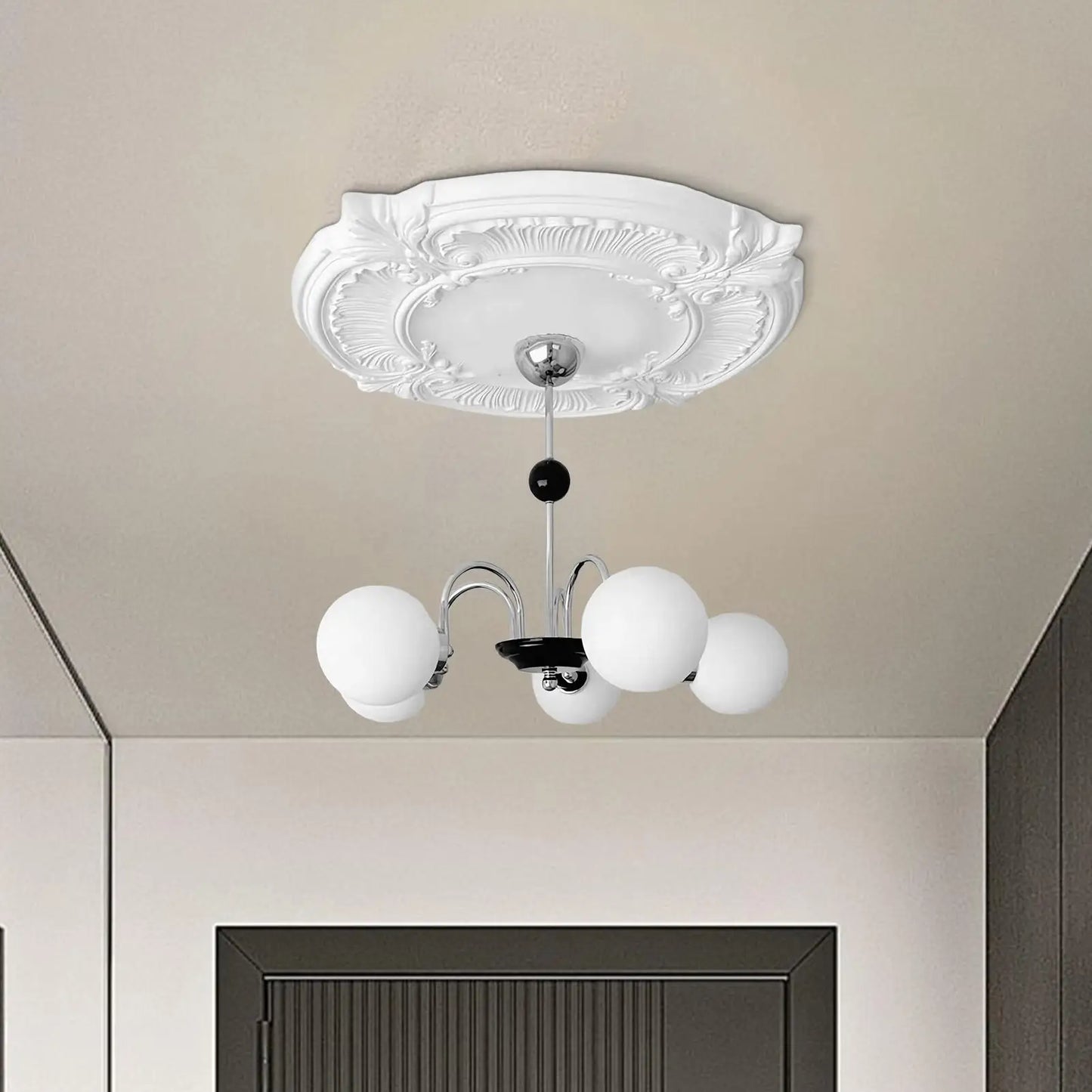 Split PU Ceiling Medallion | Art Deco 12" Chandelier Cover