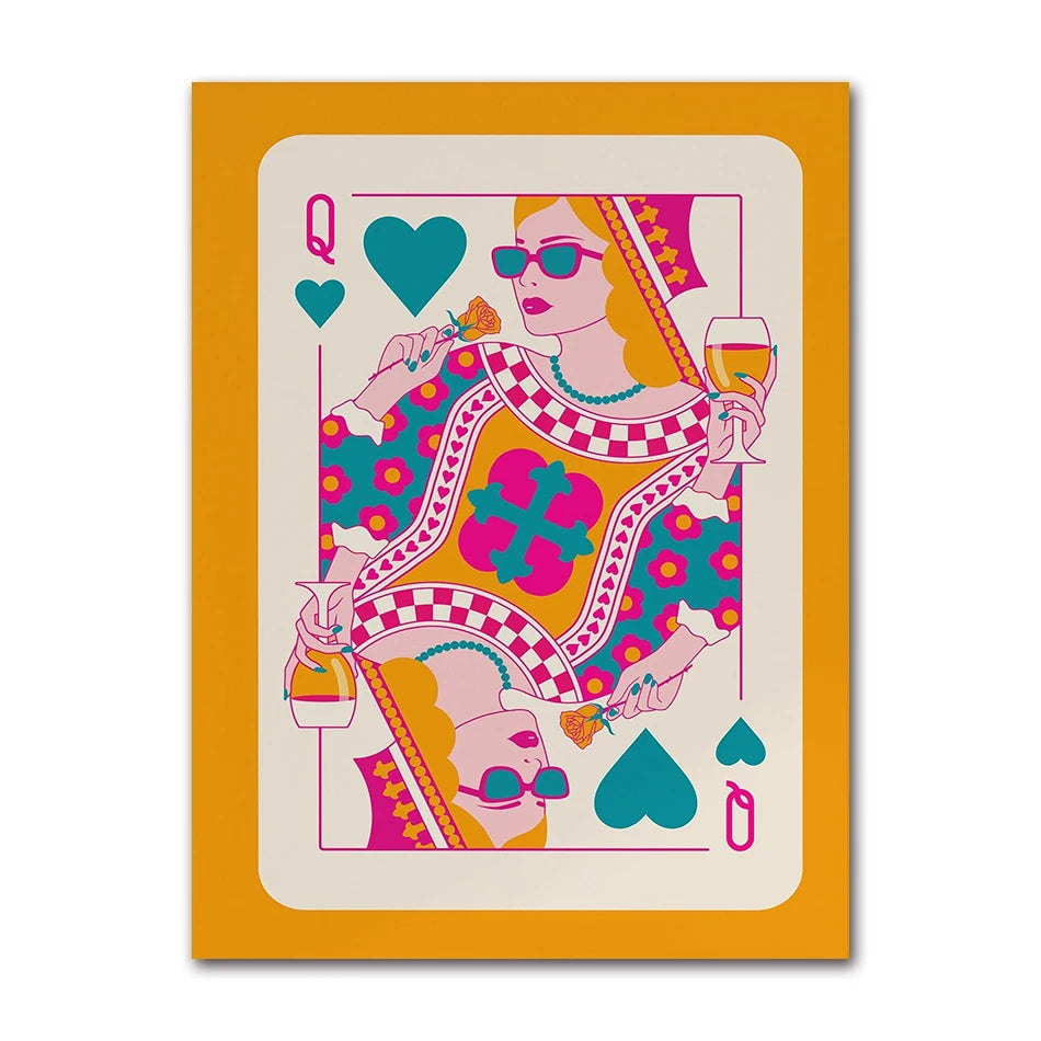 Queen of Hearts Leopard Canvas Wall Art | Dorm Room Decor
