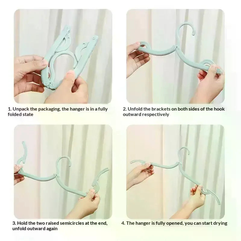 Folding Clothes Hanger with Non-Slip Clips | Space-Saving