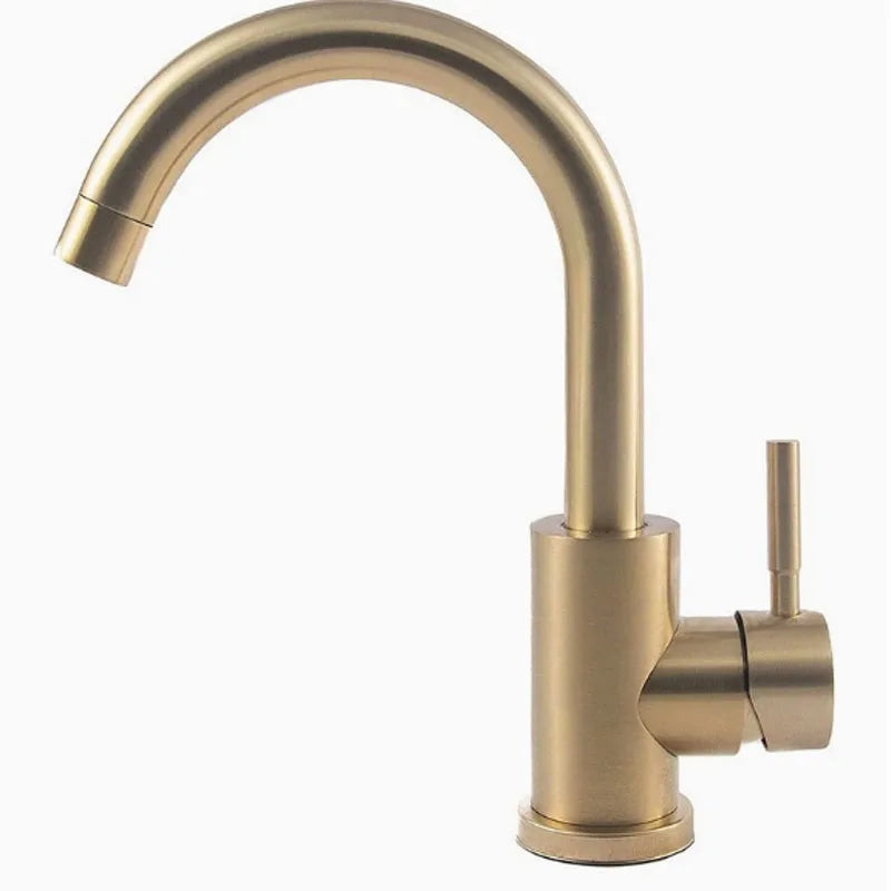 Brushed Gold Single Handle Swivel Basin Faucet – 304 Stainless