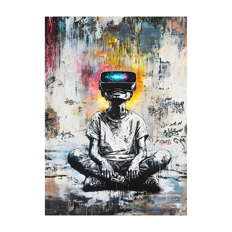 Abstract Graffiti Canvas Wall Art | Colorful Surreal Print