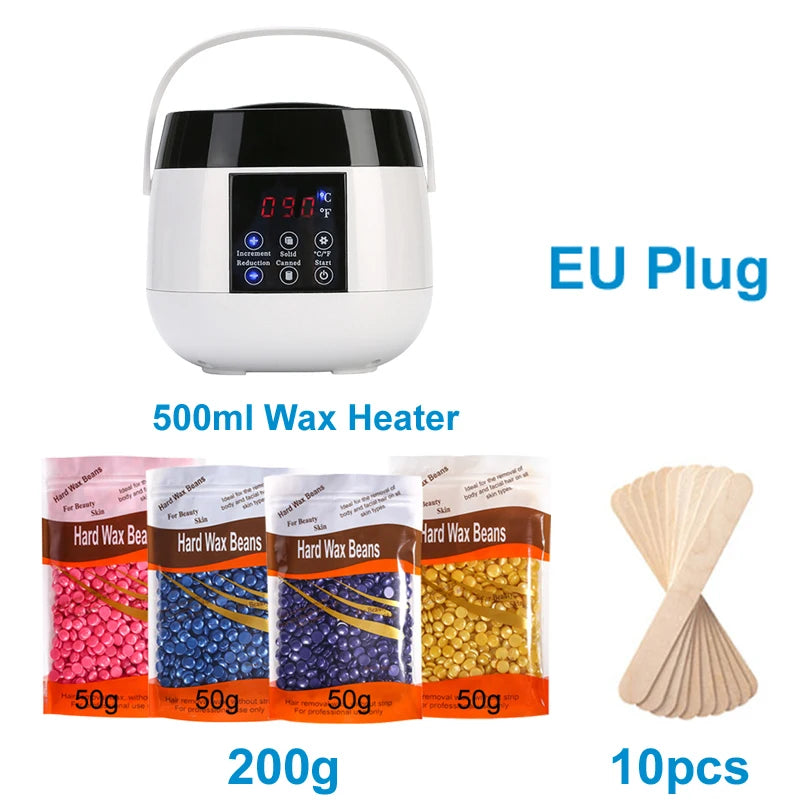 500ml Electric Wax Heater Kit – LCD Display & 200g Wax Beans