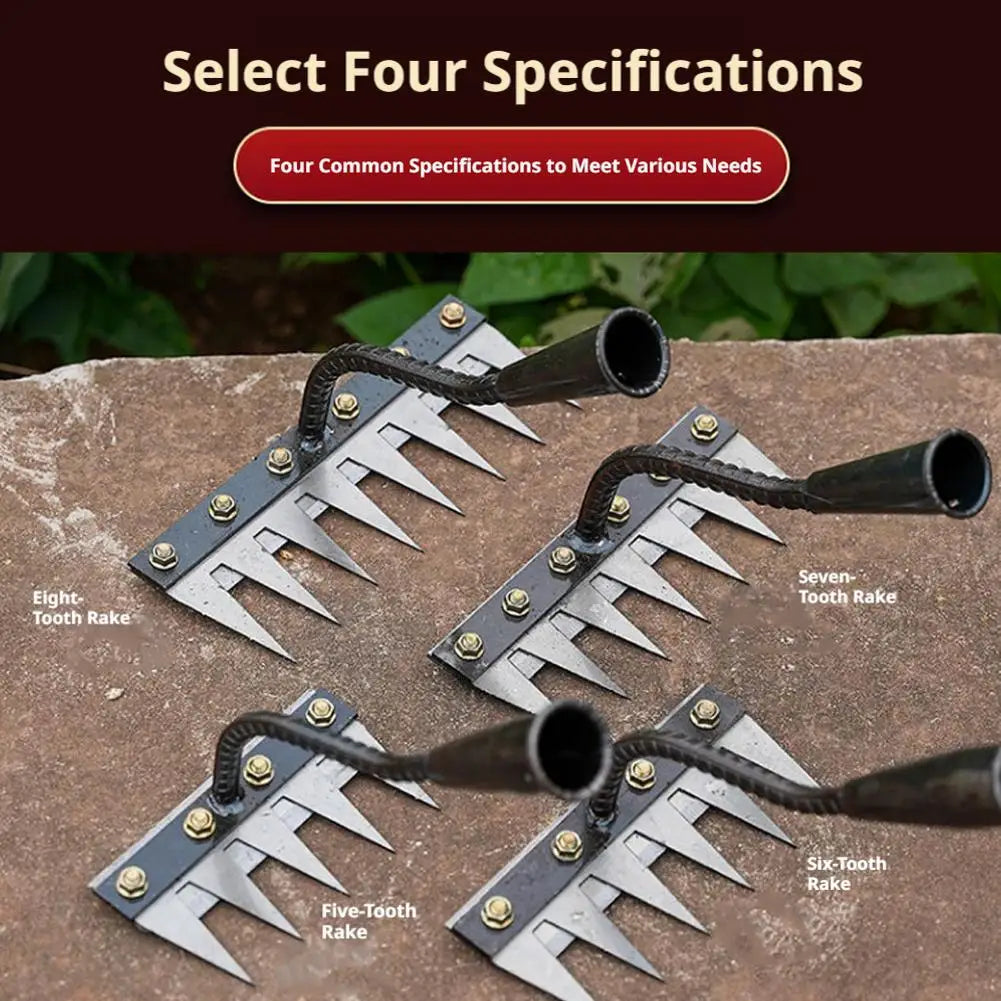Metal Garden Rake 5–8 Teeth | Weeding & Soil Loosening Tool