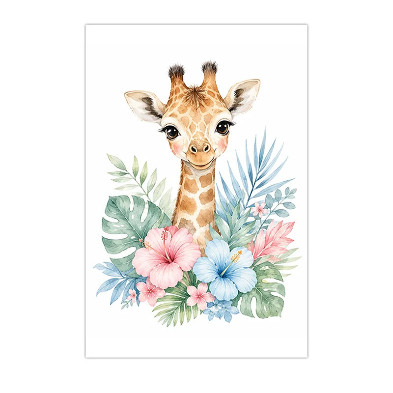 Nursery Animal Wall Art Canvas Painting Watercolor Cartoon Poster Baby Bedroom Home Decor Peaceful Pleasures Health and Wellness 07 20x25cm No Frame China Mainland