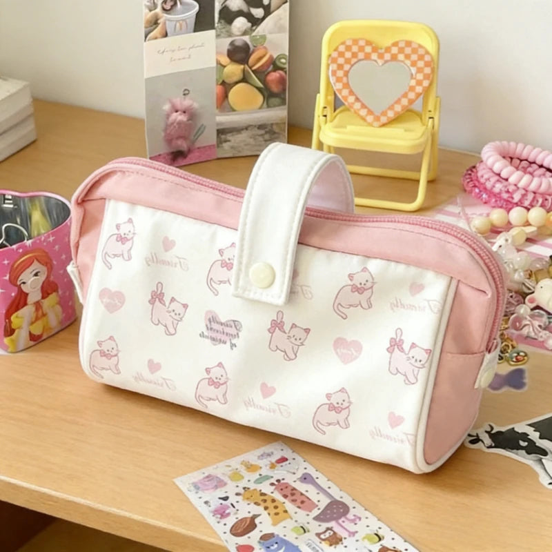Japanese Dog Pencil Bag Simple Large Capacity Stationery Pouch Storage Bag Pencil Box for Middle High School Students Daily Use Peaceful Pleasures Health and Wellness