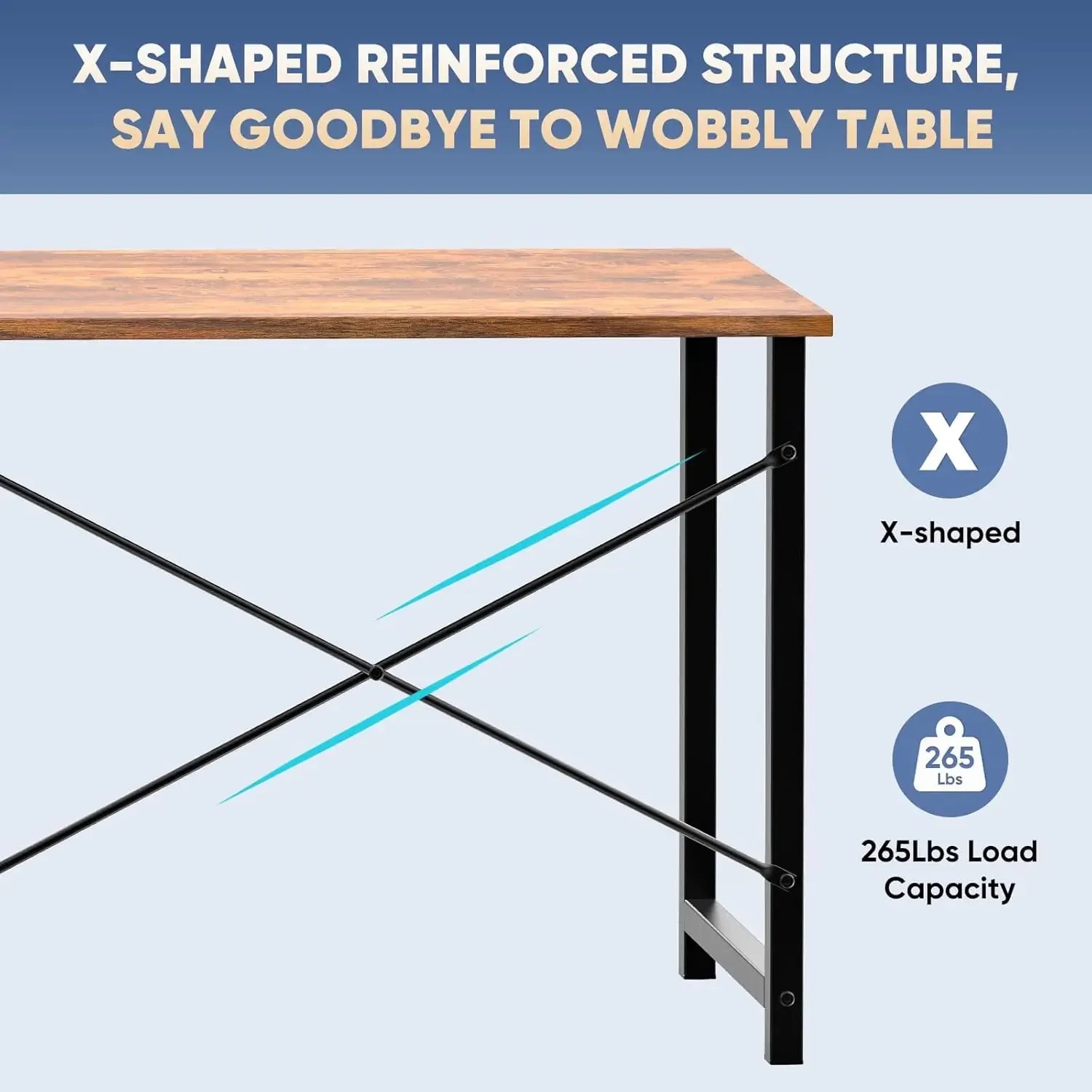 32-inch Modern Computer Desk with X-Brace Support, Waterproof MDF Top, 265lb Capacity for Home Office Study Peaceful Pleasures Health and Wellness