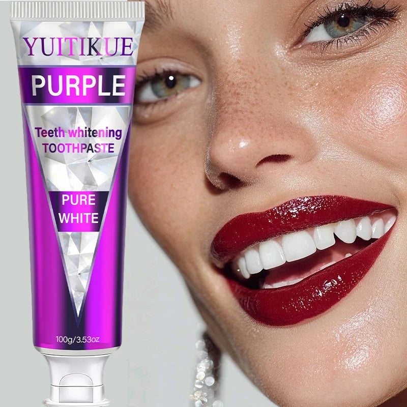 YUITIKUE Purple Teeth Whitening Toothpaste | Pure White Teeth Care | Gentle Oral Cleansing 100g Peaceful Pleasures Health and Wellness