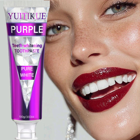 YUITIKUE Purple Teeth Whitening Toothpaste | Pure White Teeth Care | Gentle Oral Cleansing 100g Peaceful Pleasures Health and Wellness
