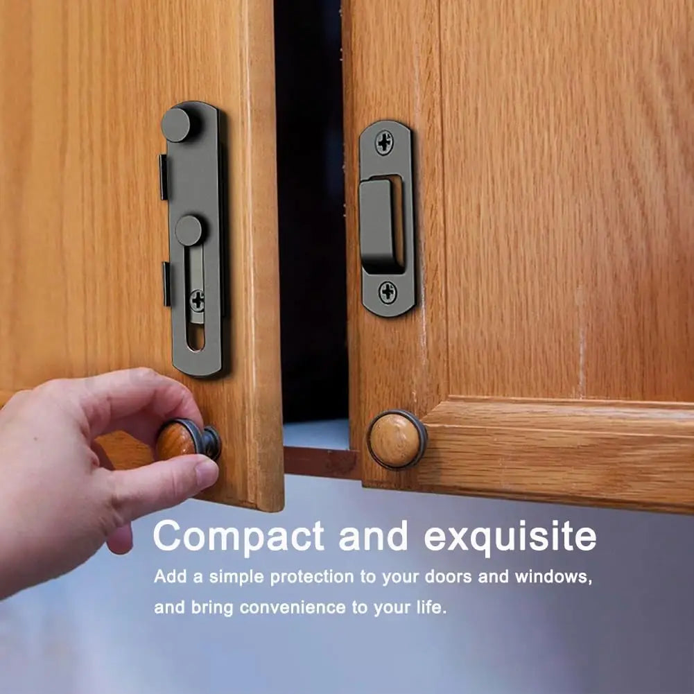 Black Door Buckle, Stainless Steel Bolt Iron Cage Bolt Lock Modern and Simple Pet Cage Door Barn Sliding Door Locked Door Buckle Peaceful Pleasures Health and Wellness