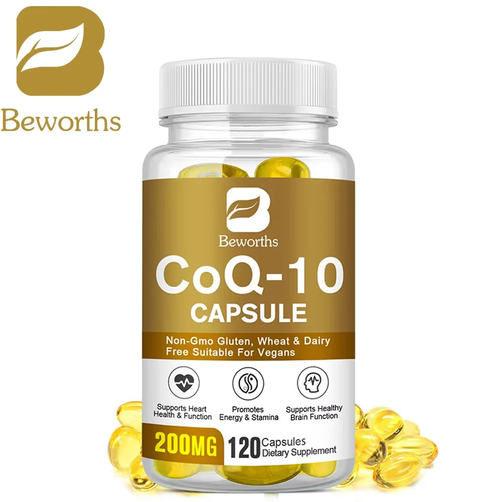 CoQ10 Capsules – Heart, Brain & Skin Support 120ct Peaceful Pleasures Health and Wellness 120pcs 5Bottles United States