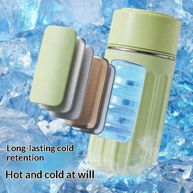 Durable Portable Ice Cube Water Bottle Touch-free Stainless Steel Ice Maker Kettle Detachable Reusable Ice Mold Hot Peaceful Pleasures Health and Wellness