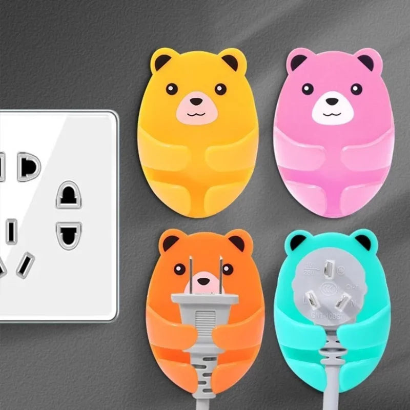 Bear Shaped Adhesive Wall Hooks – No-Drill Plug & Cord Organizer Adhesive Wall Hooks Peaceful Pleasures Health and Wellness