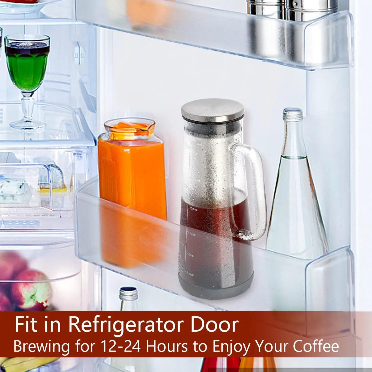 Airtight Cold Brew Iced Coffee Maker and Tea Infuser- 1.0L / 34oz Glass Carafe with Removable Stainless Steel Filter Peaceful Pleasures Health and Wellness