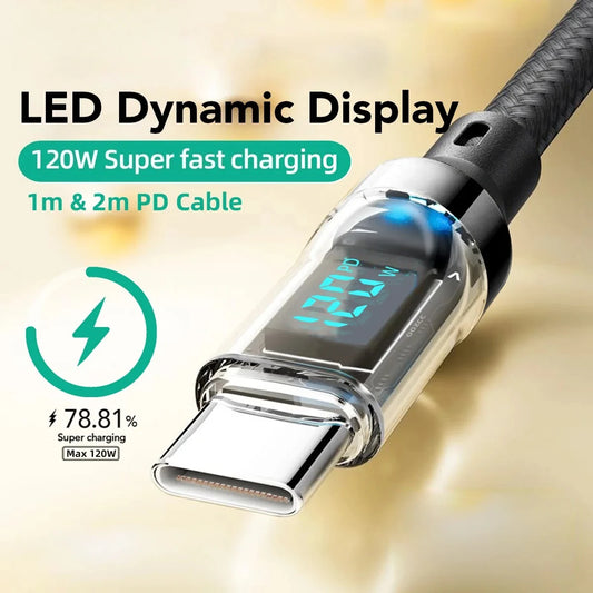 120W USB-C Fast Charging Cable LED Display | C to C & A to C Peaceful Pleasures Health and Wellness
