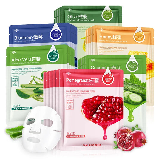 BIOAOUA 30pc Korean Fruit Face Masks – Hydrating & Firming Facial Sheet Mask Peaceful Pleasures Health and Wellness