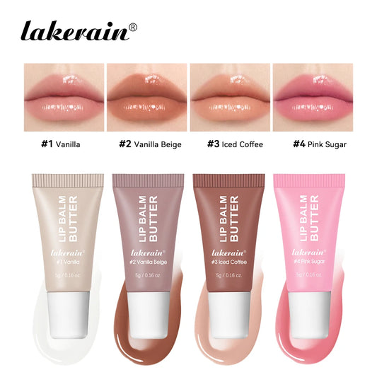 Mini Summer Butter Lip Balm Set, 4-piece set for moisturizing and glossy lip oil, lightens lip lines and prevents chapped lips, Peaceful Pleasures Health and Wellness