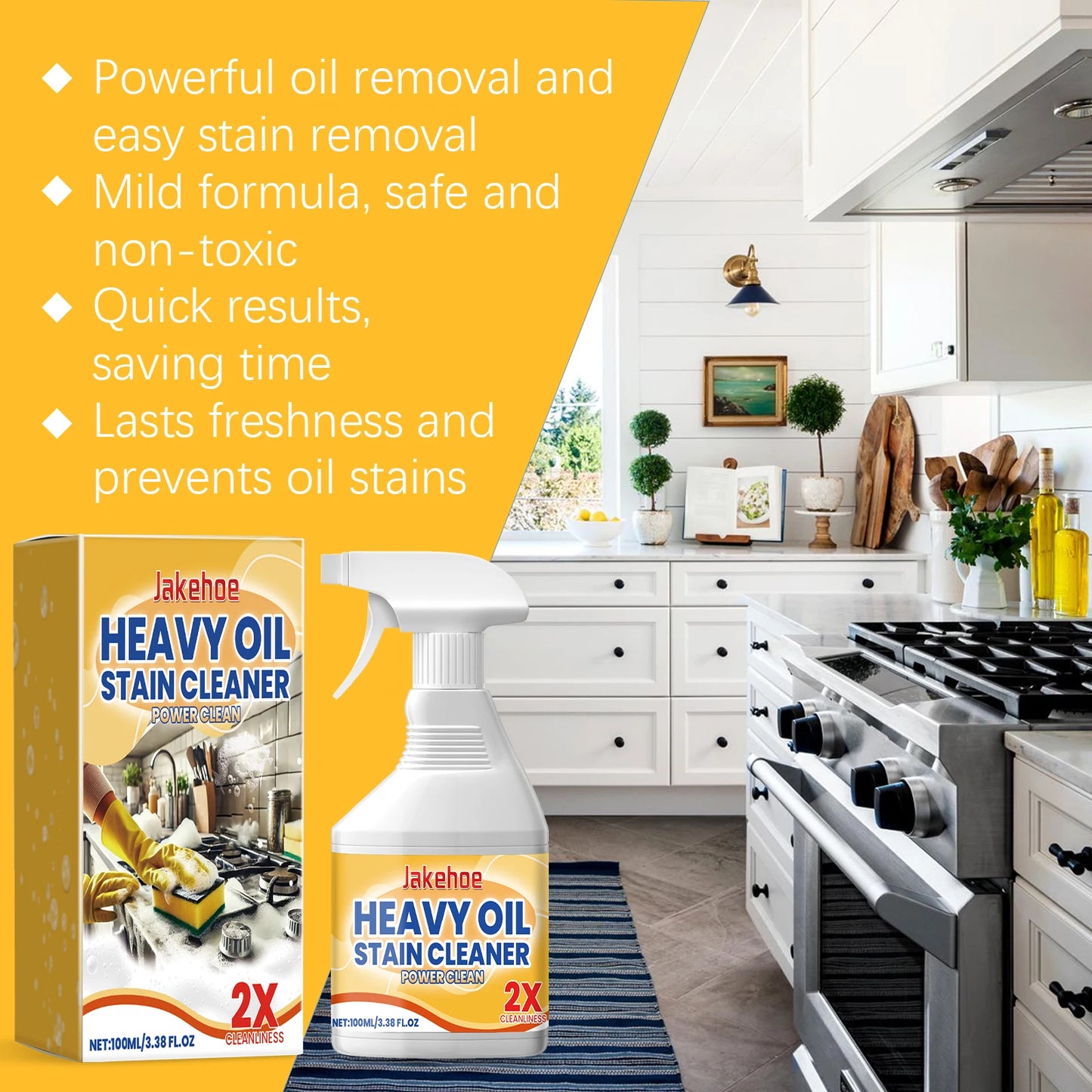 JAKEHOE 100ml Heavy Duty Kitchen Degreaser & Oil Remover