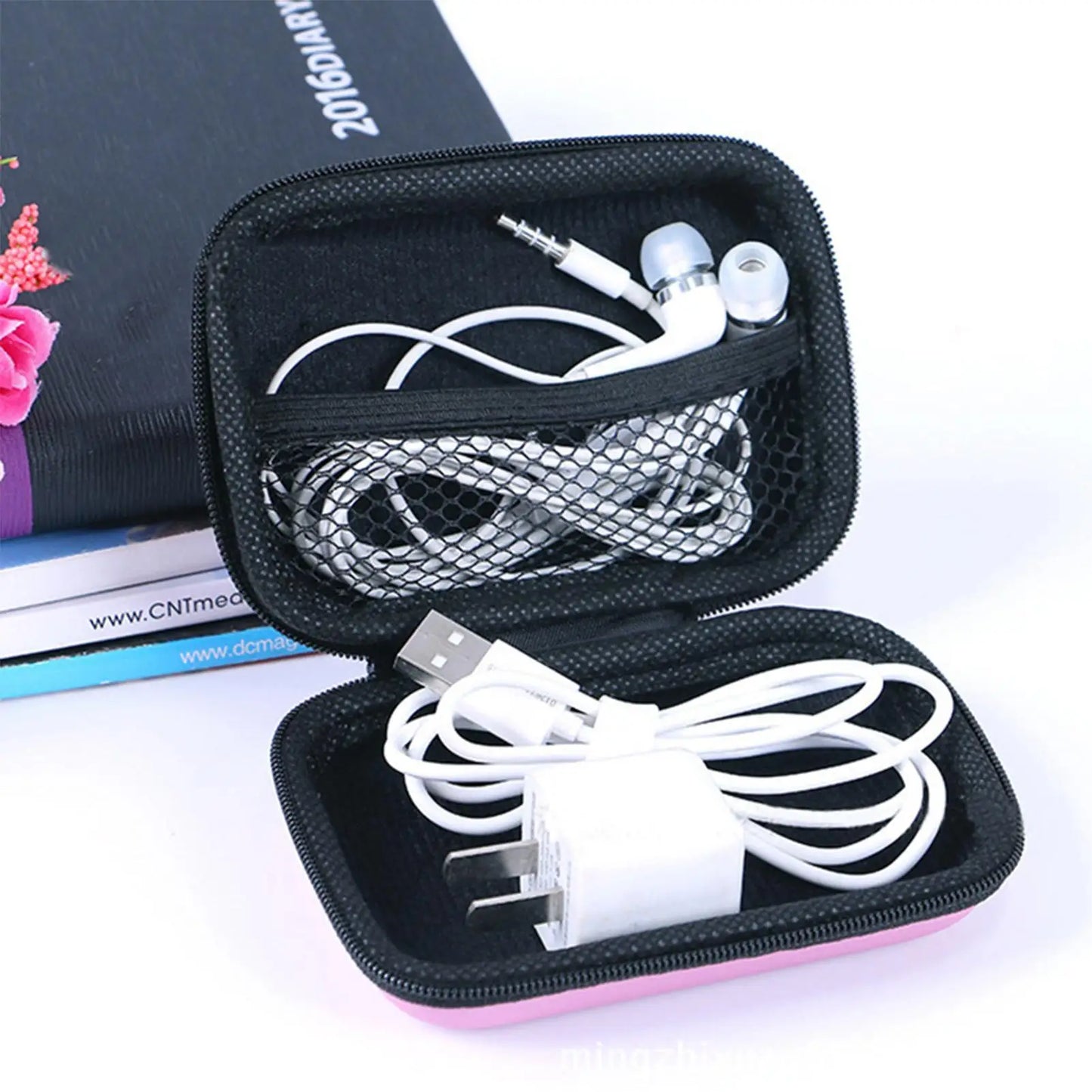 Portable Travel Cable Organizer Bag | EVA Hard Shell Case