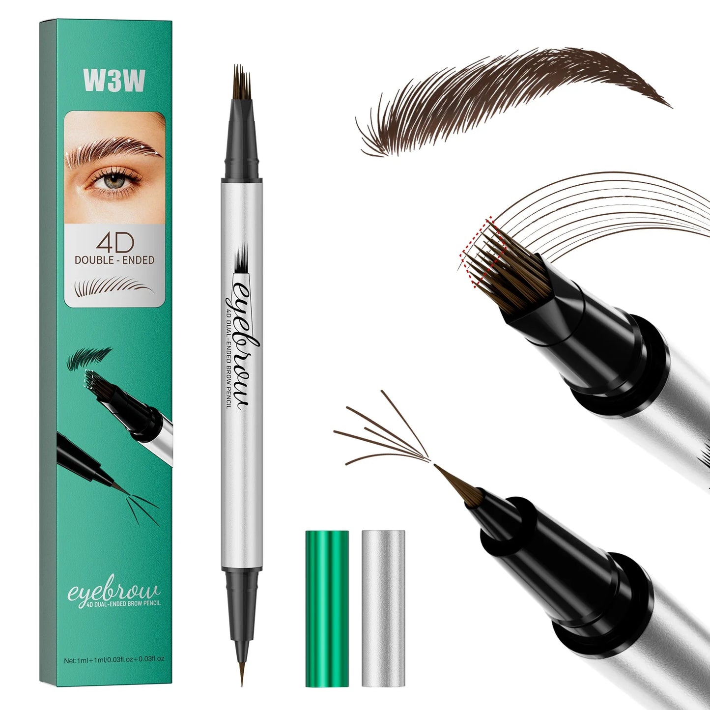 2-in-1 Waterproof Eyebrow Pencil & Eyeliner | 4D Microcarving