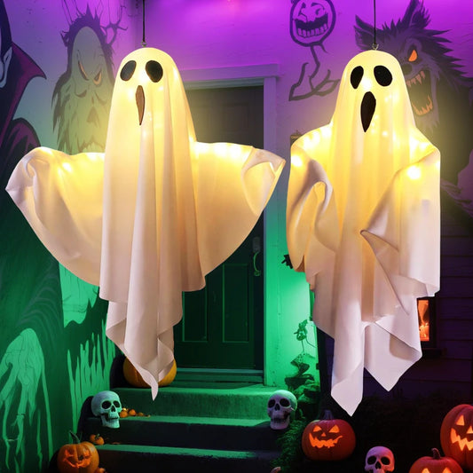 Halloween Decoration LED Hanging Light Emitting White Ghost DIY Styling Light Horror Indoor Party Decoration Atmosphere Light Peaceful Pleasures Health and Wellness