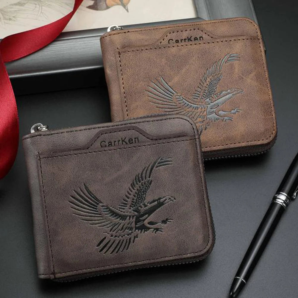 Men's Vintage Eagle-Embossed PU Leather Multi Card Wallet