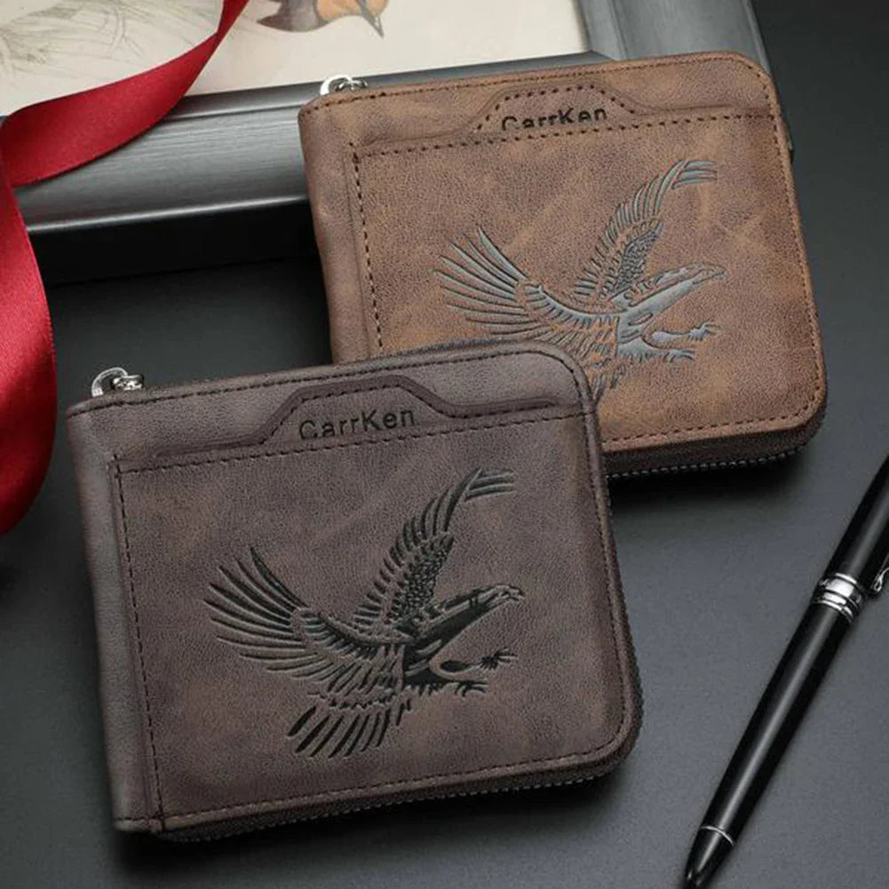 Men's Vintage Eagle-Embossed PU Leather Wallet | Multi Card Slot