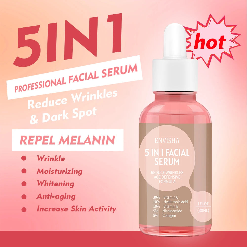 ENVISHA 5-in-1 Face Serum | Collagen, Hyaluronic Acid & Niacinamide