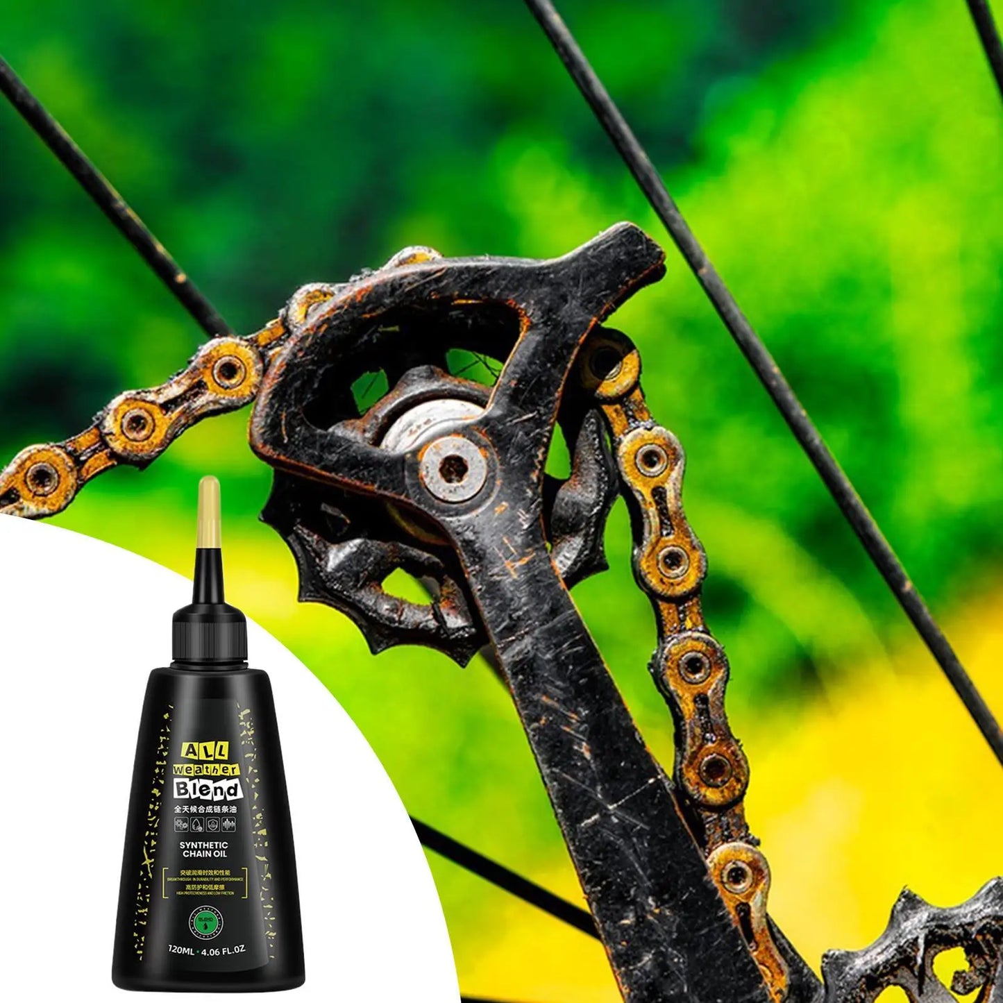 120ML Chain Oil Bicycle Road Mountain Dry Wet Anti Corrosion and Anti Rust Lubricating Oil Synthetic Mountain Cycle Chain Oil Peaceful Pleasures Health and Wellness
