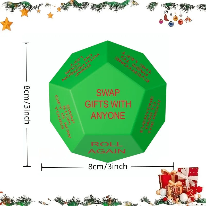 1 set of upgraded 2026 Santa's Gift Exchange Dice - 12-sided Christmas Party Dice with festive holiday designs, suitable for hol Peaceful Pleasures Health and Wellness