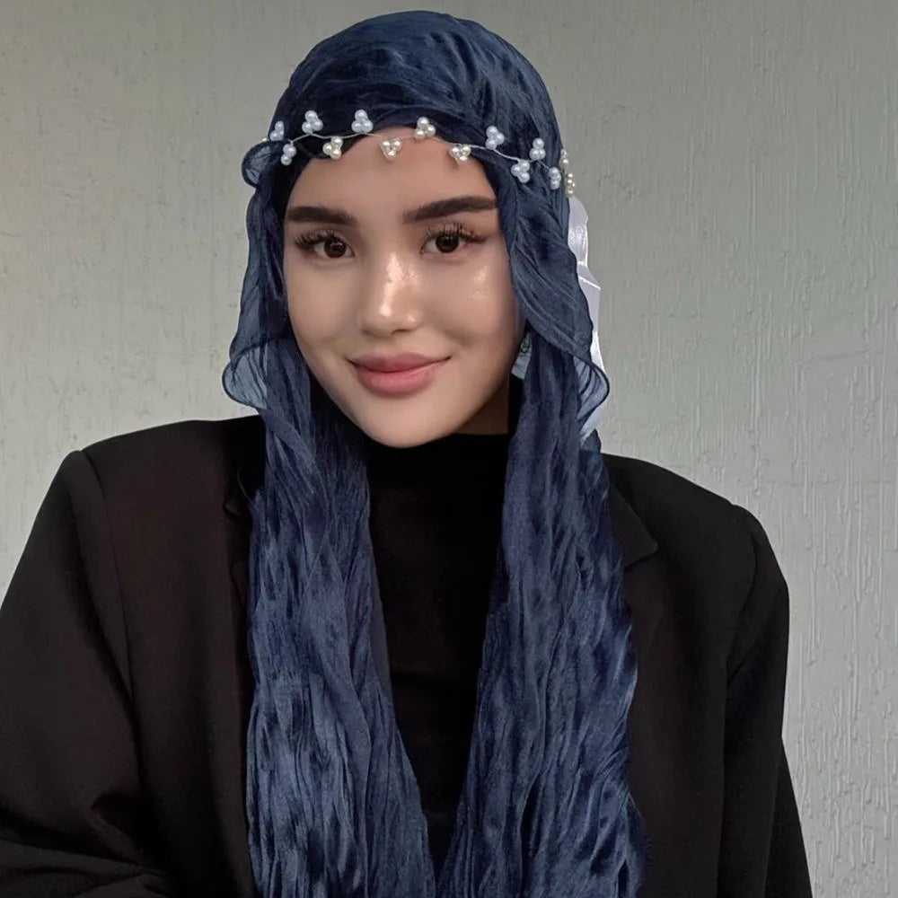 Solid Chiffon Scarf – Ruffled Shawl, Hijab & Wrap for Women