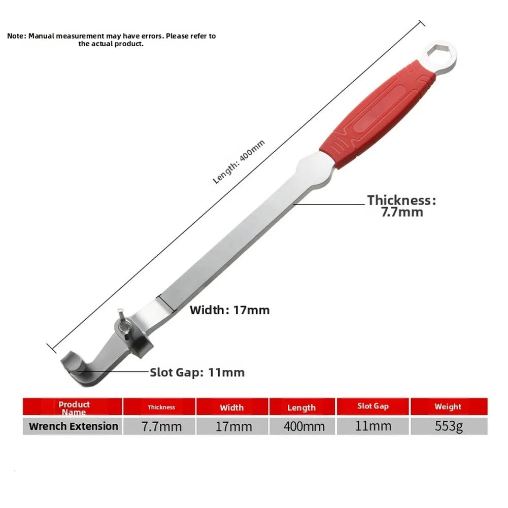 High Carbon Steel Wrench Extension Bar | Hex End Red Handle
