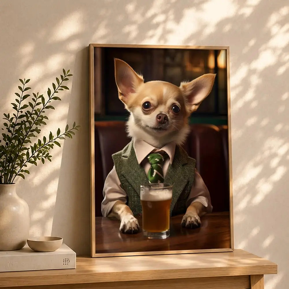 Art D-Dogs Cats at the PubS Poster HD Self Adhesive Waterproof Wall Art Ideal for Home Office Dorm Bedroom Great Gift Peaceful Pleasures Health and Wellness White8 15X20cmNoframe