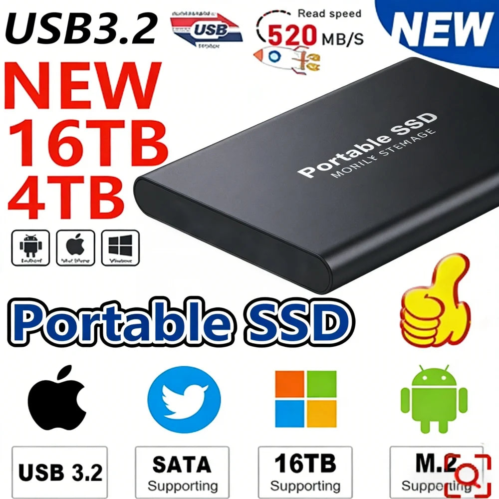 EOENKK Portable External SSD 1TB 2TB 4TB USB 3.2 Hard Drive